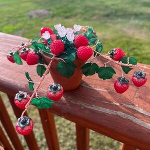 Handcrafted Strawberry Plant Decor